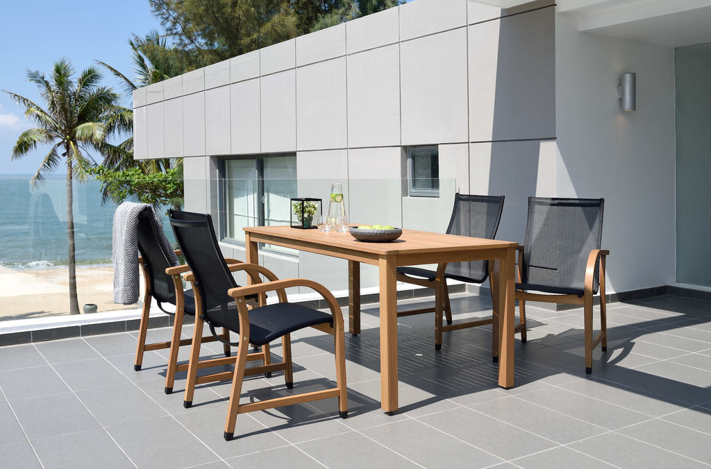 Orlando Wood Table and Manhattan Black Dining Set LifestyleGarden US