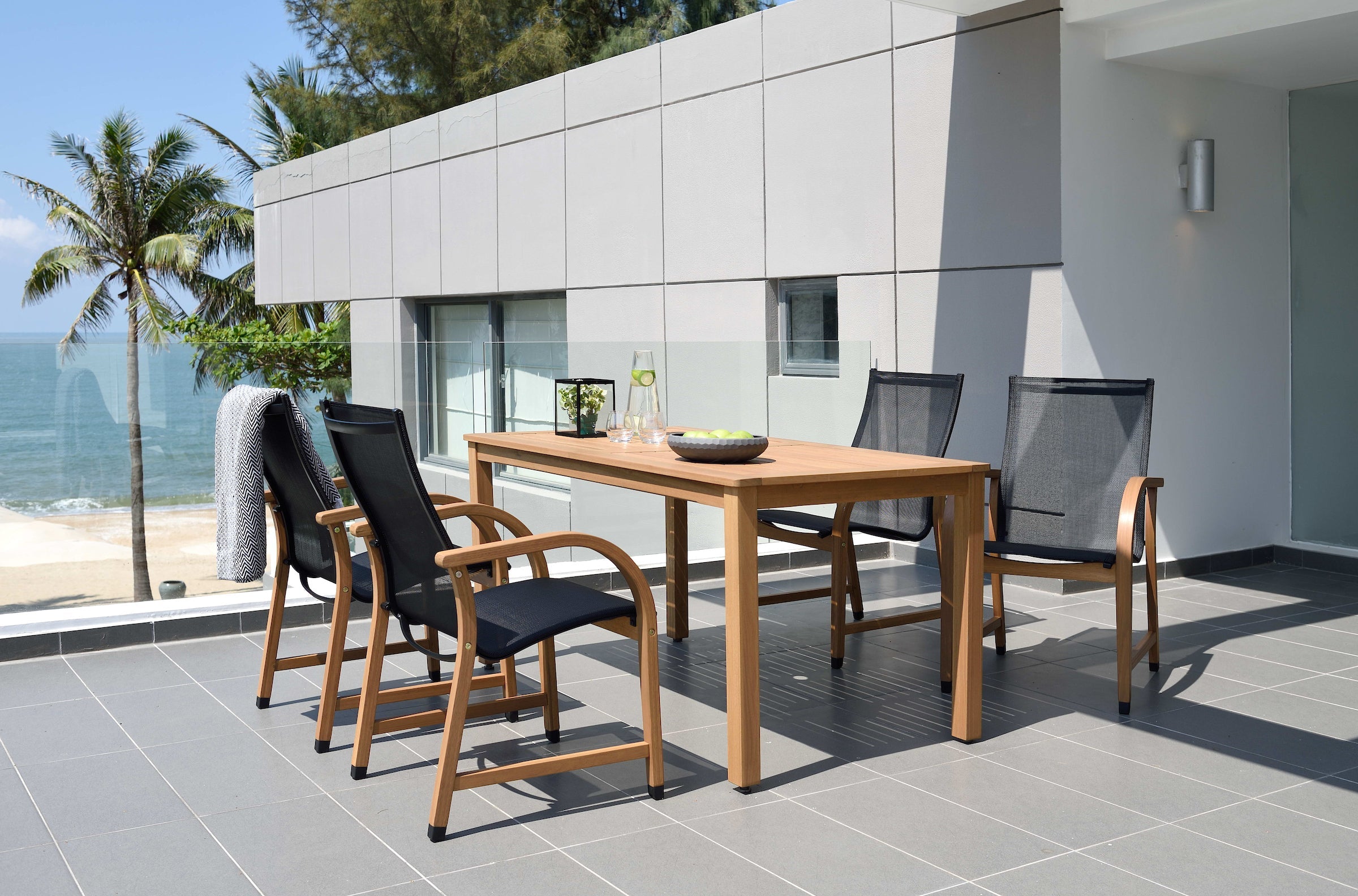 Orlando Wood Table and Manhattan Black Dining Set LifestyleGarden US
