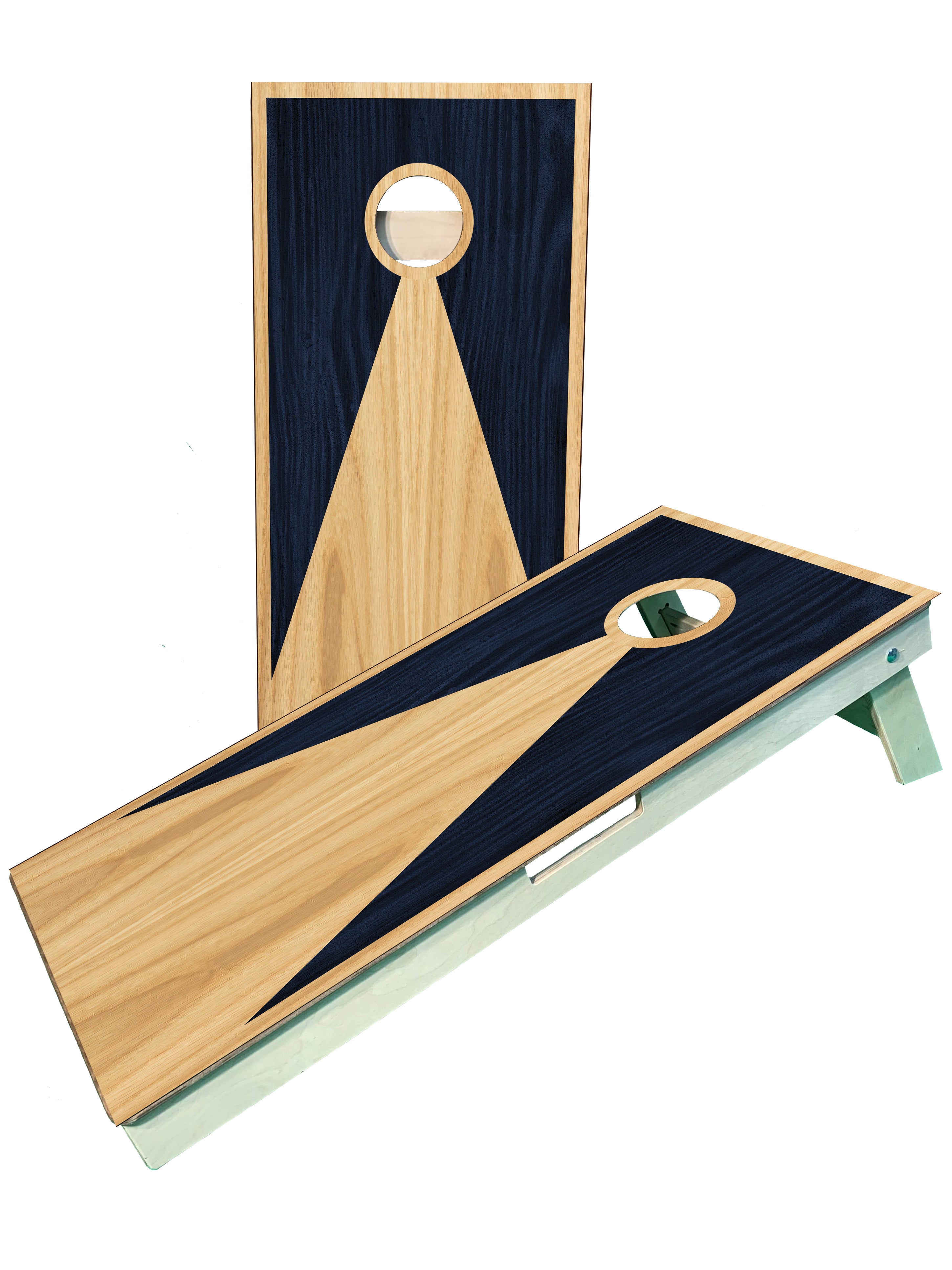 Navy Blue/ Wood Grain Patterned Cornhole Boards blastcornhole