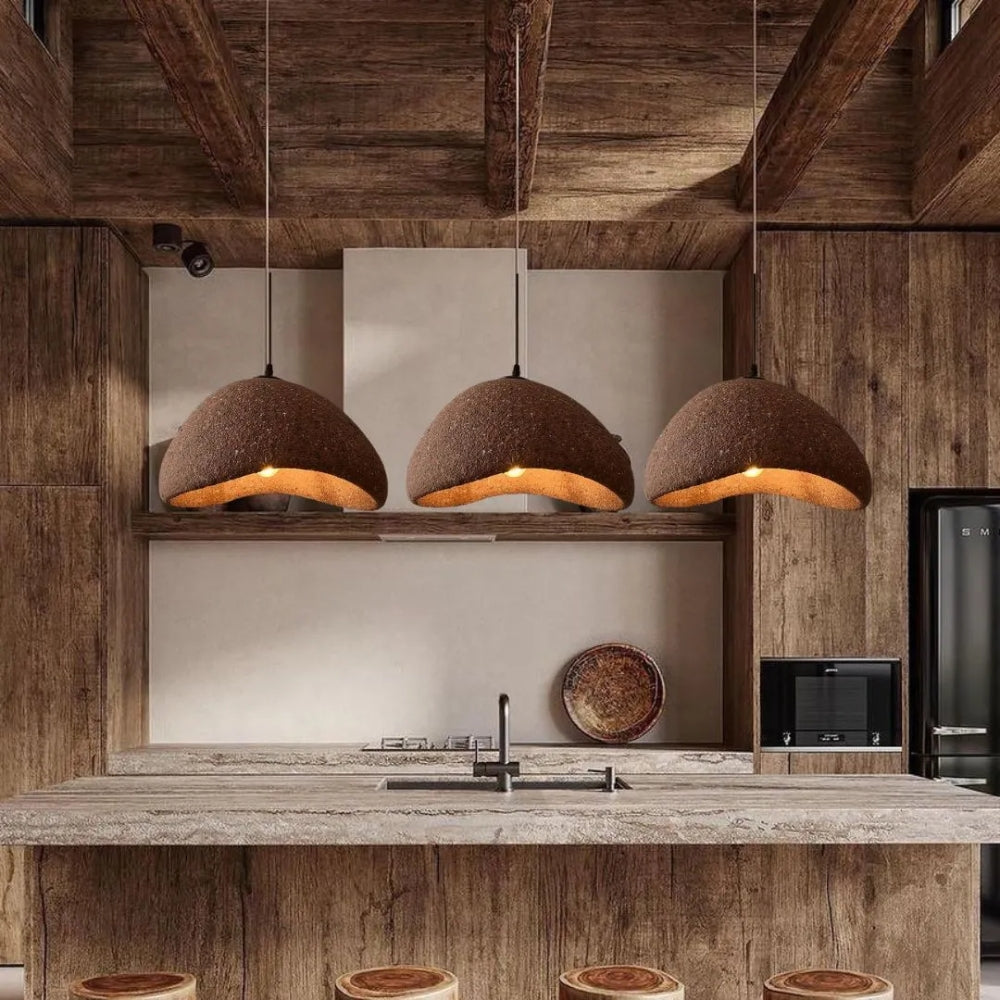 Modern Japandi Earthy Pendant Light | Organic Minimalist Lamp VietmadeHomeArt