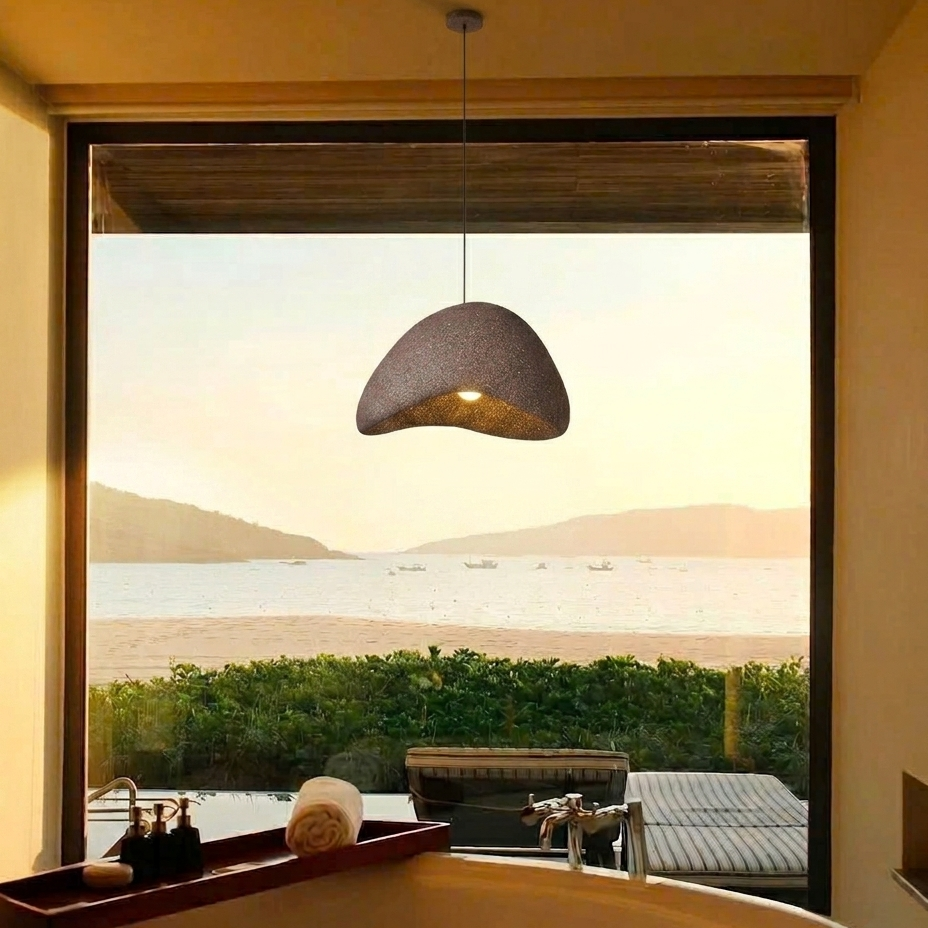 Modern Japandi Earthy Pendant Light | Organic Minimalist Lamp VietmadeHomeArt