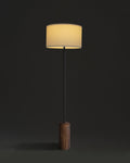 Oren Walnut Floor Lamp with Fabric Drum Shade