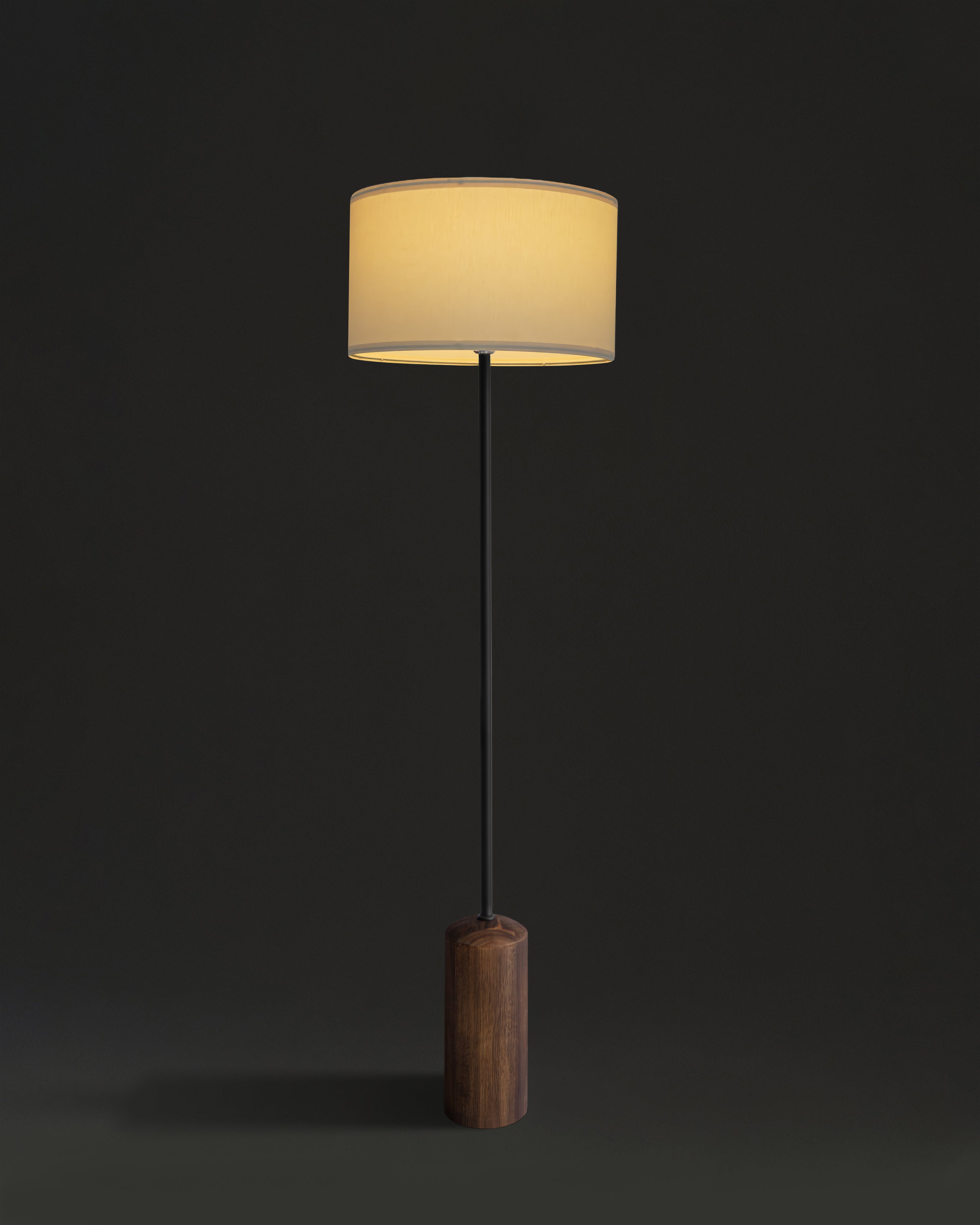 Oren Walnut Floor Lamp with Fabric Drum Shade
