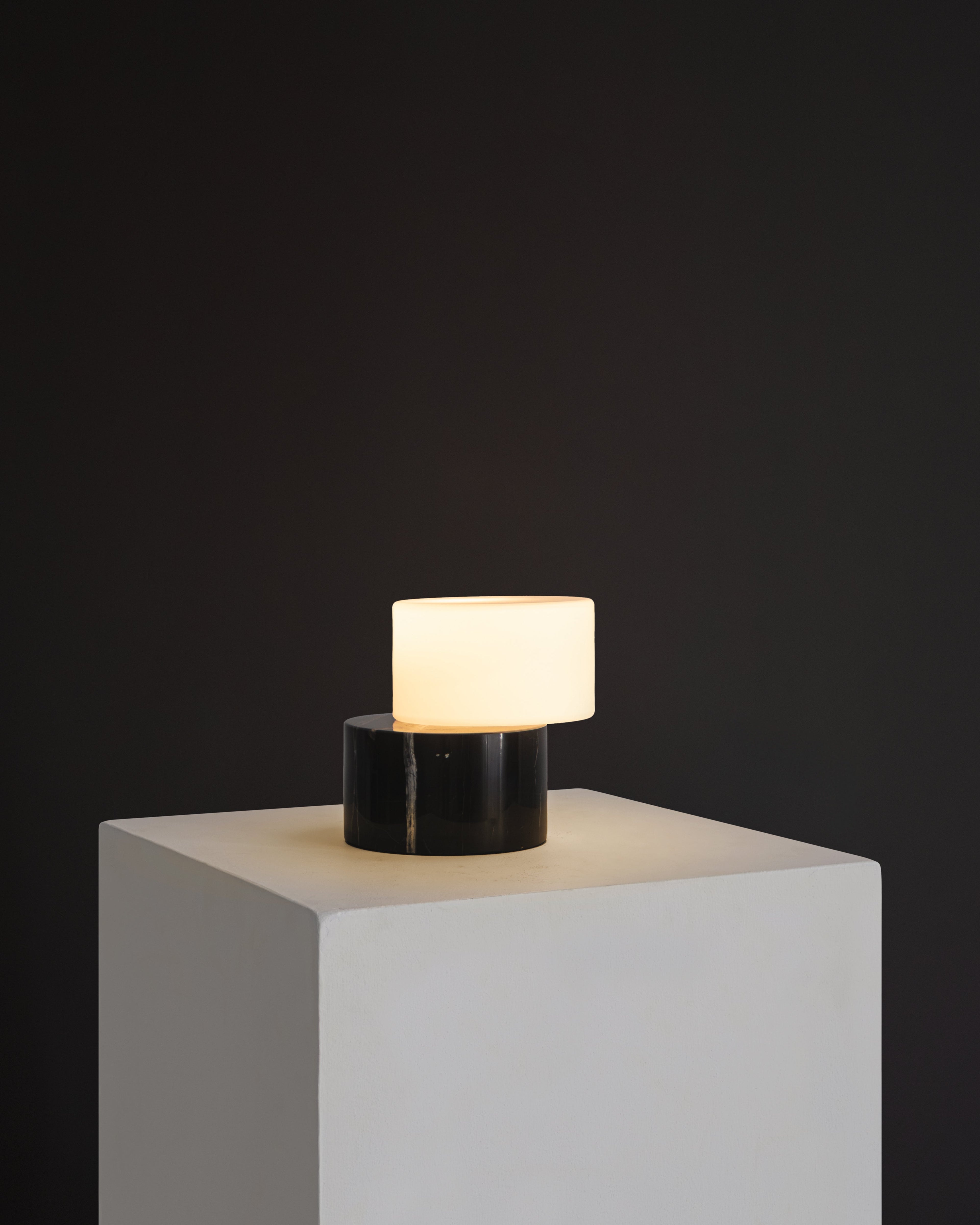 ZigZag Opal Glass Table Lamp with Marble Base
