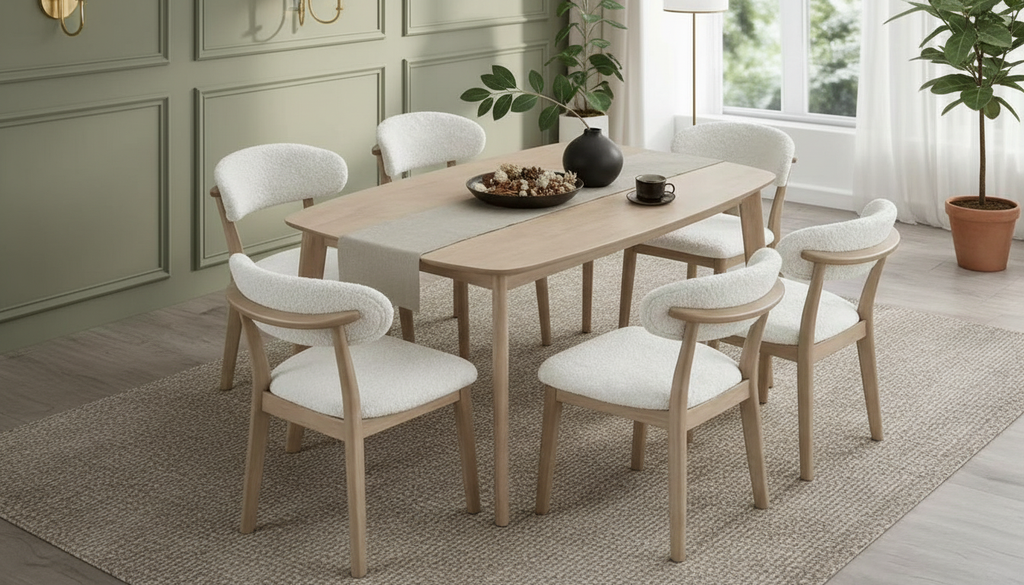 ACTU Scandinavian Dining Table Set with Upholstered Chairs for Small Spaces (Seats 4–6) ACTU FURNITURE
