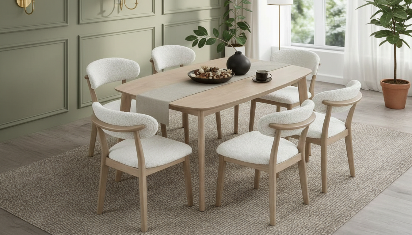 ACTU Scandinavian Dining Table Set with Upholstered Chairs for Small Spaces (Seats 4–6) ACTU FURNITURE