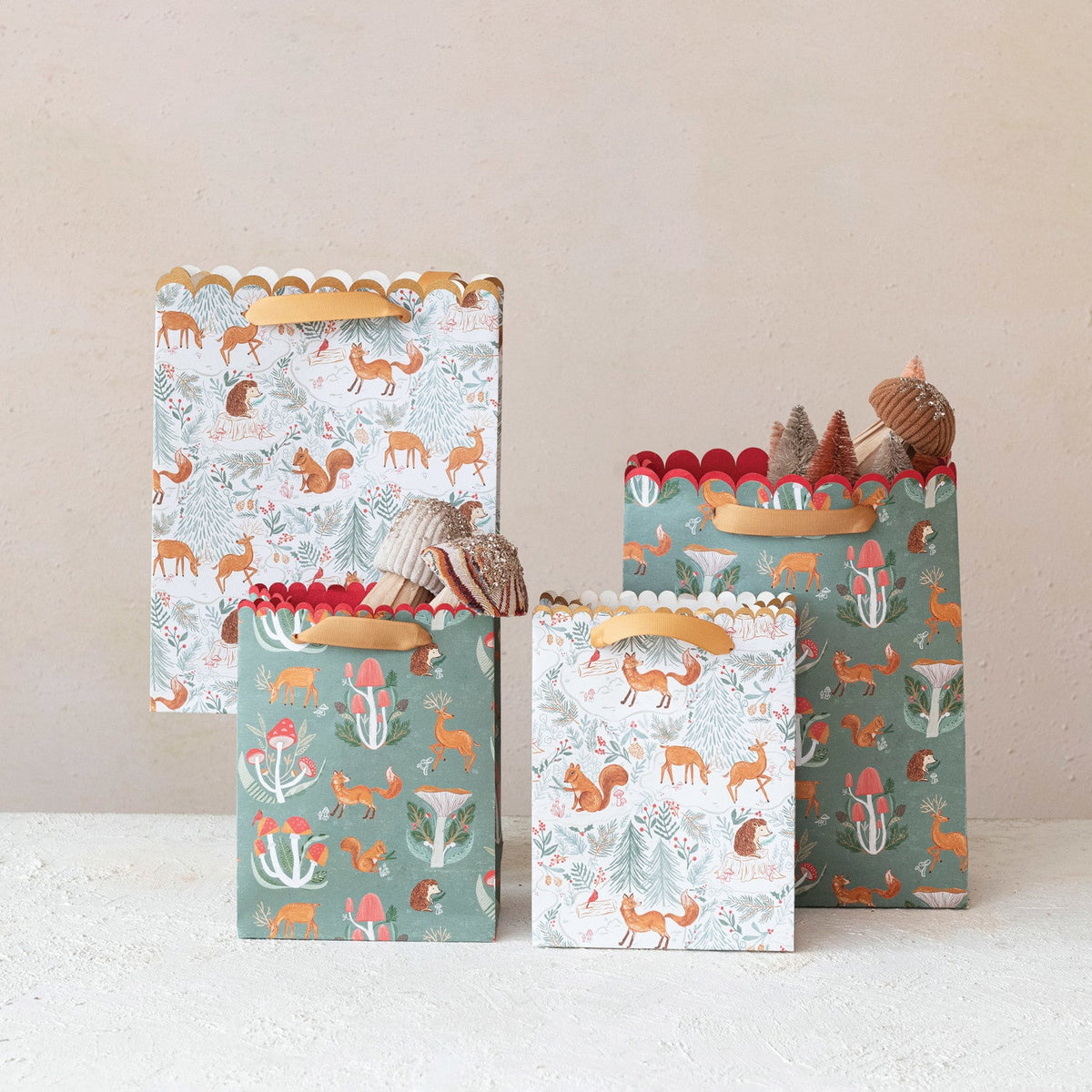 Woodland Flora & Fauna Gift Bags Rust & Cinder