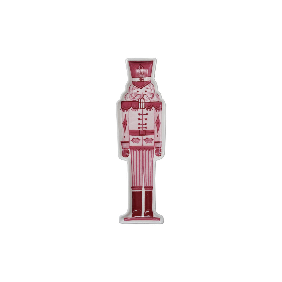 Pink & Red Nutcracker and Tree Ceramic Tidbit Plate Rust & Cinder