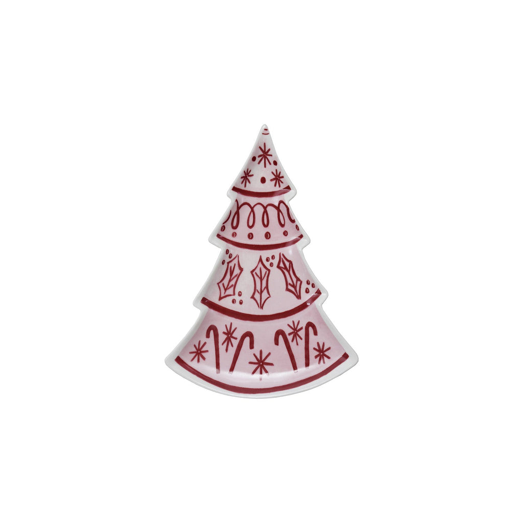 Pink & Red Nutcracker and Tree Ceramic Tidbit Plate Rust & Cinder