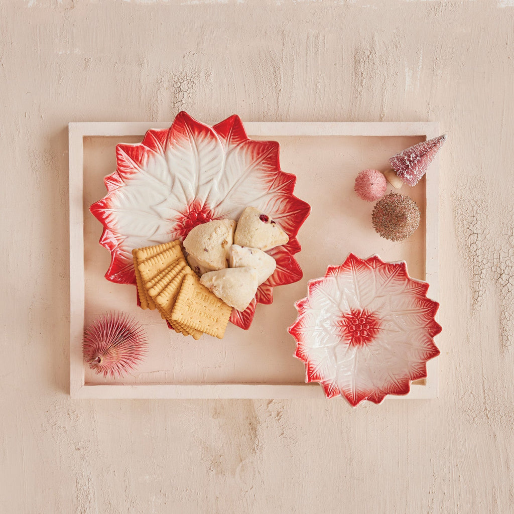 Hand-Painted Poinsettia Ceramic Plate Rust & Cinder