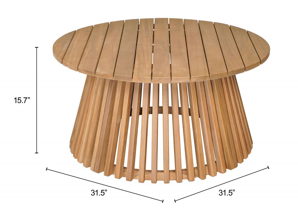 Zahara Natural Wooden Round Coffee Table LOOMLAN
