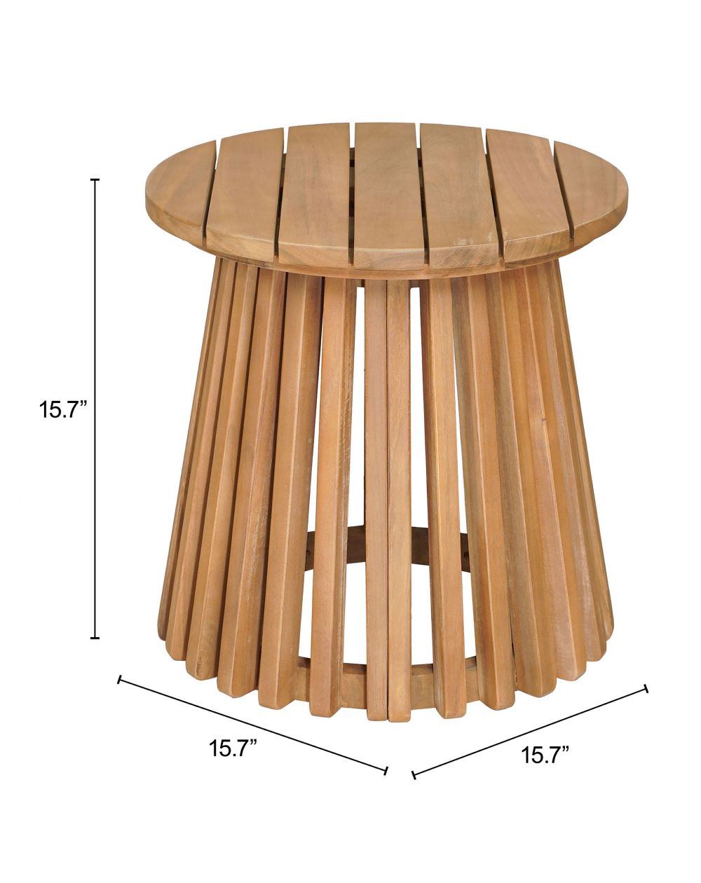 Zahara Natural Wooden Round Side Table LOOMLAN