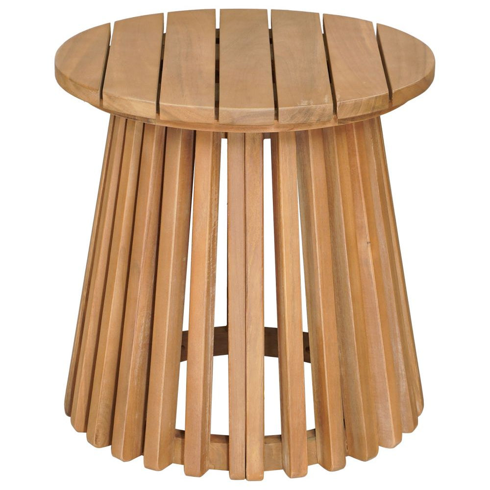 Zahara Natural Wooden Round Side Table LOOMLAN