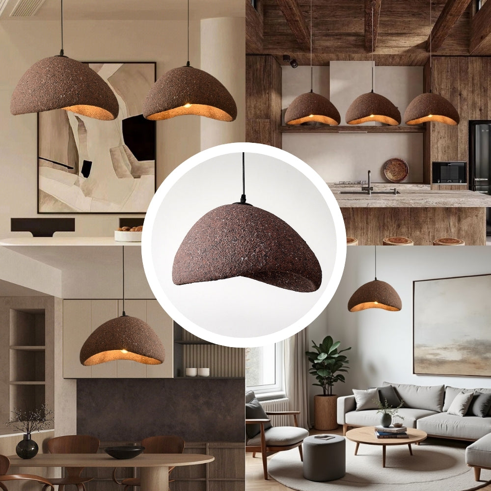 Modern Japandi Earthy Pendant Light | Organic Minimalist Lamp VietmadeHomeArt
