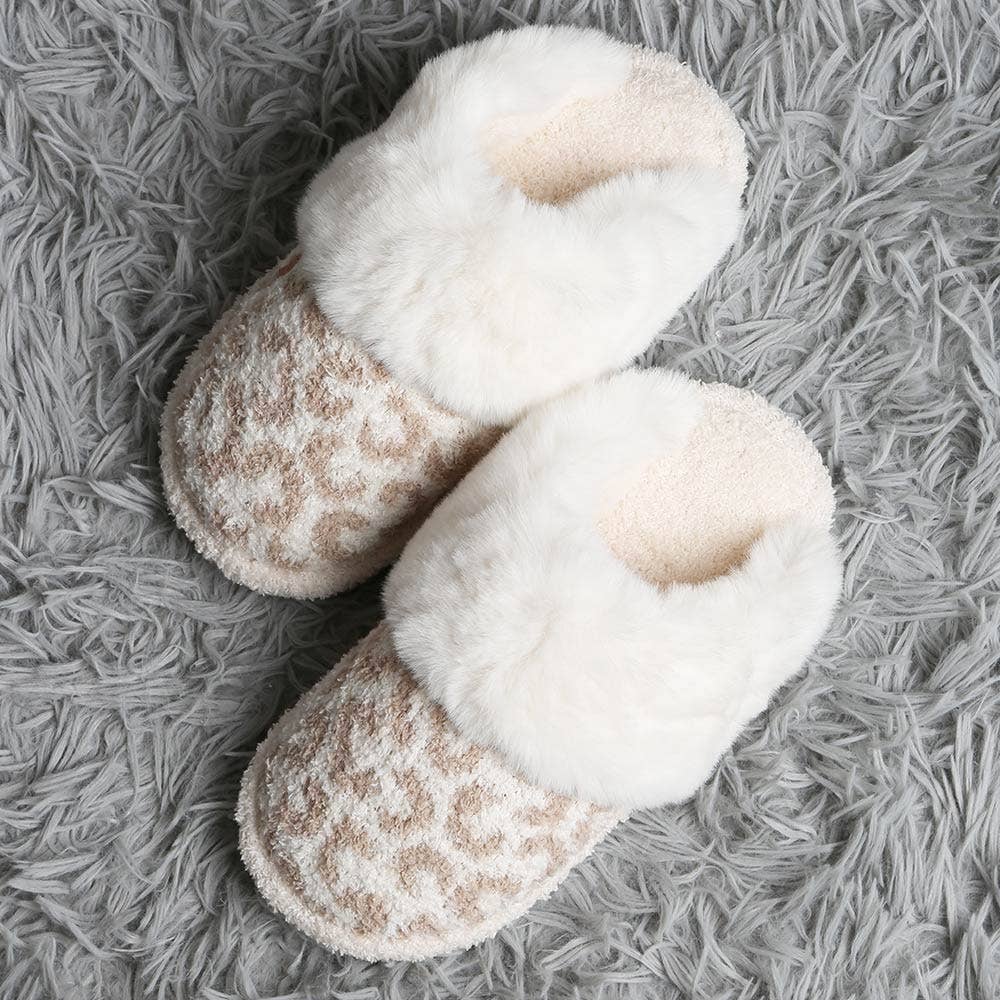 Leopard Faux Fur Soft Indoor Slippers Shop Fête