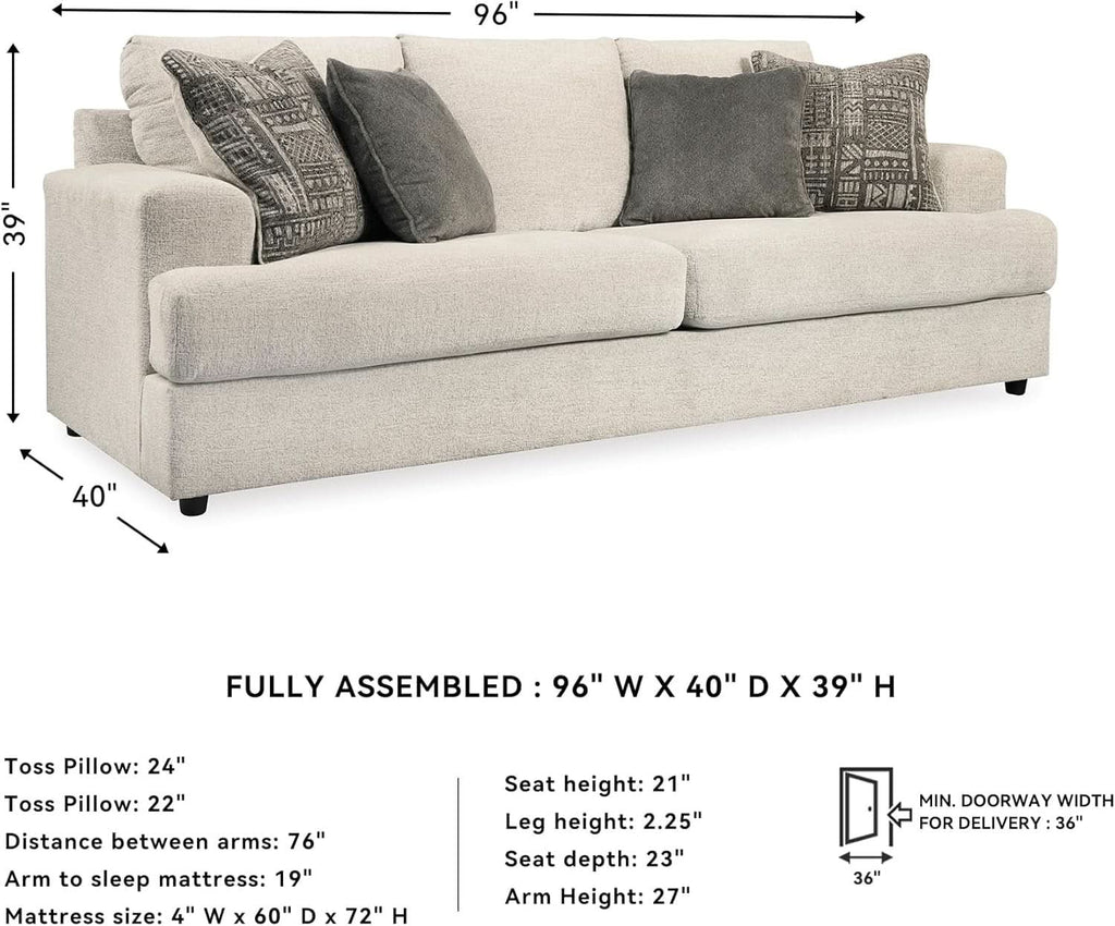 Soletren Premium Chenille Queen Sofa Sleeper White ShipItFurniture