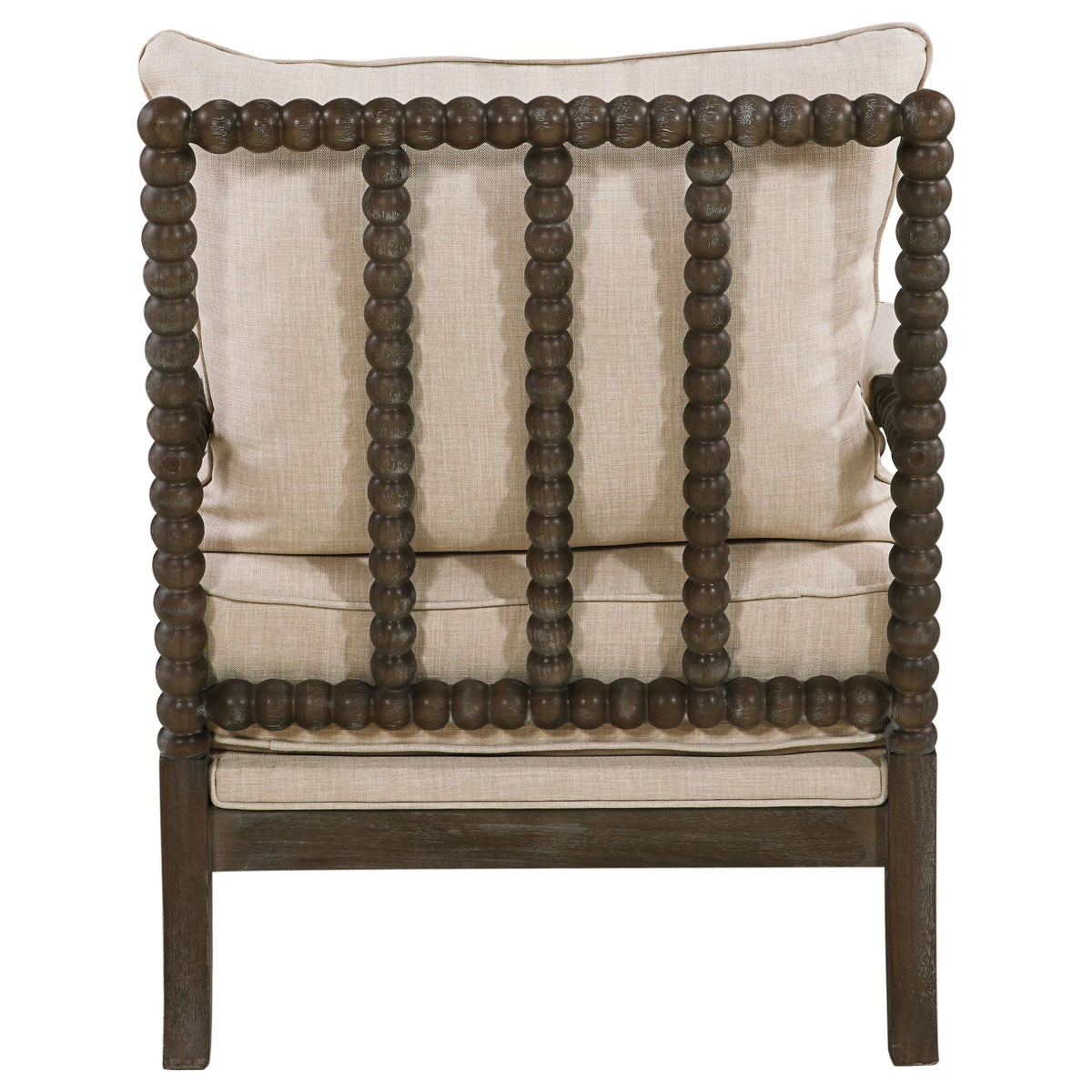 Blanchett Upholstered Bobbin Accent Chair Beige and Distressed Brown Unique Piece Furniture