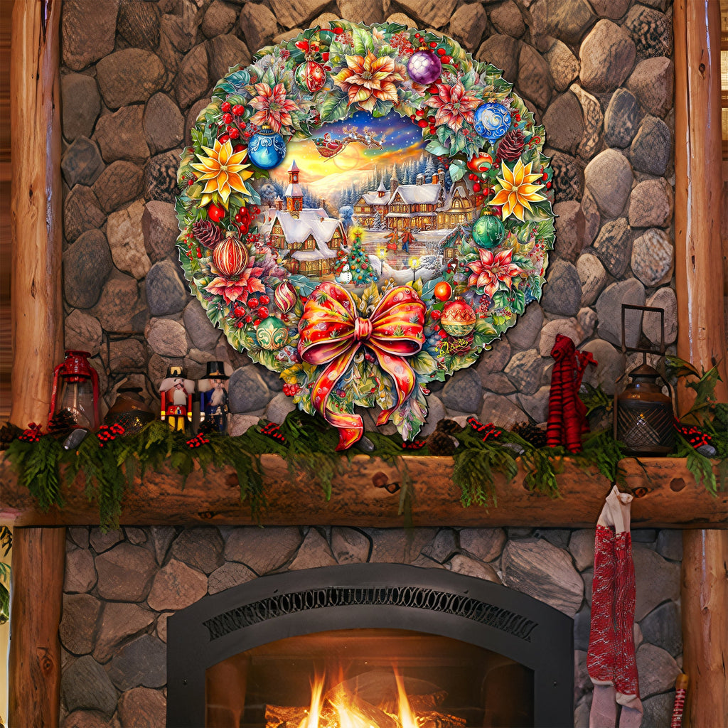 Christmas Wreath 36"-Inch Outdoor Indoor Decor Wooden Christmas Decoration by G. Debrekht - Christmas Decor - 8652802F G.DeBrekht