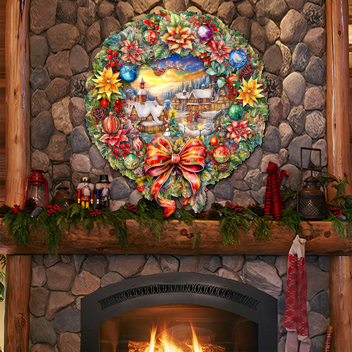 Christmas Wreath 36"-Inch Outdoor Indoor Decor Wooden Christmas Decoration by G. Debrekht - Christmas Decor - 8652802F G.DeBrekht