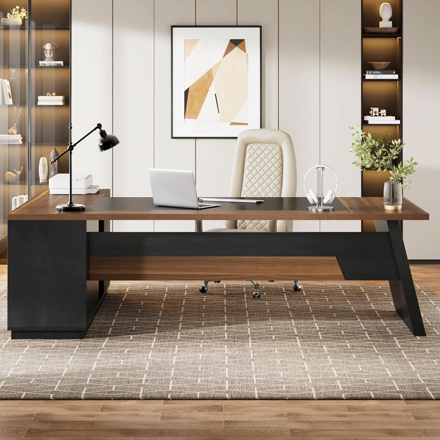 78 Inch Executive Desk Featuring Ample Storage Cabinets ShipItFurniture