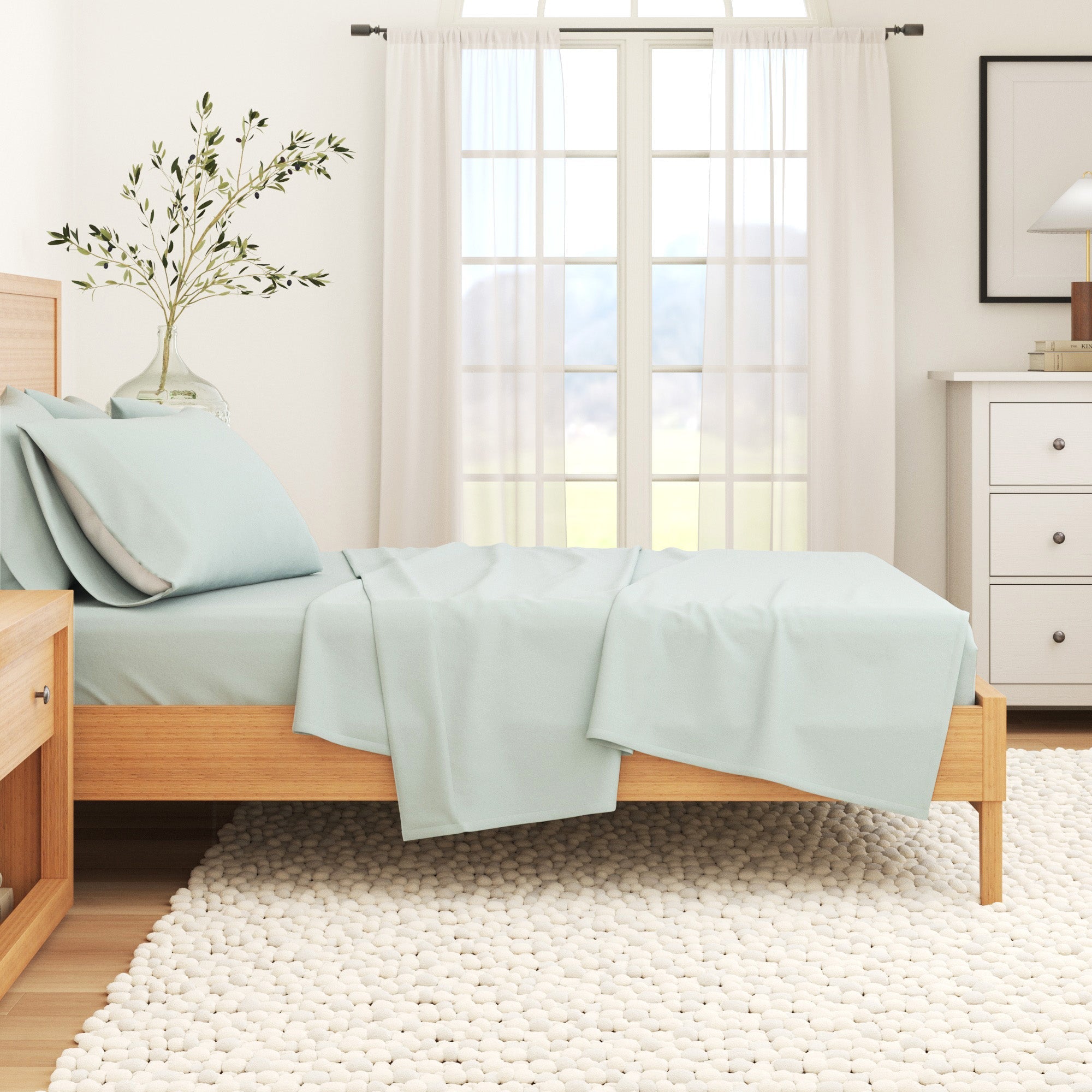 Cotton Solid Flannel Sheet - Nordic Collection Great Bay Home