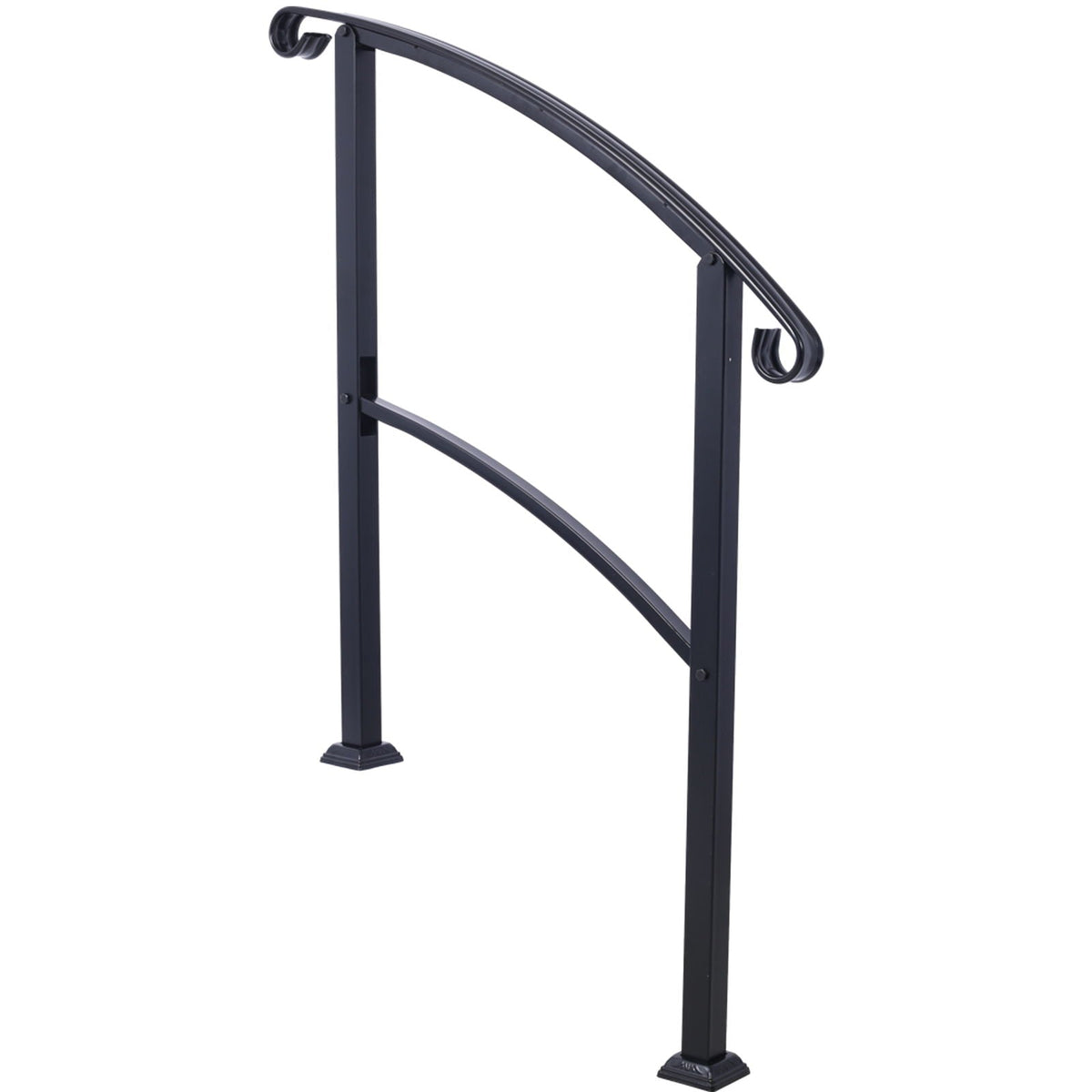 Handrails For Outdoor Steps, Fit 1 Or 3 Steps Outdoor Stair Railing, Flexible Front Porch Hand Rail, Transitional Handrails For Concrete Steps Or Wooden Stairs - Black Unique Piece Furniture