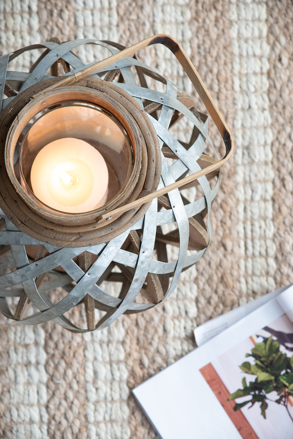 Decorative Lantern With Handle, Wooden Lantern For Indoor Outdoor, Home Garden, Wedding - Silver Unique Piece Furniture