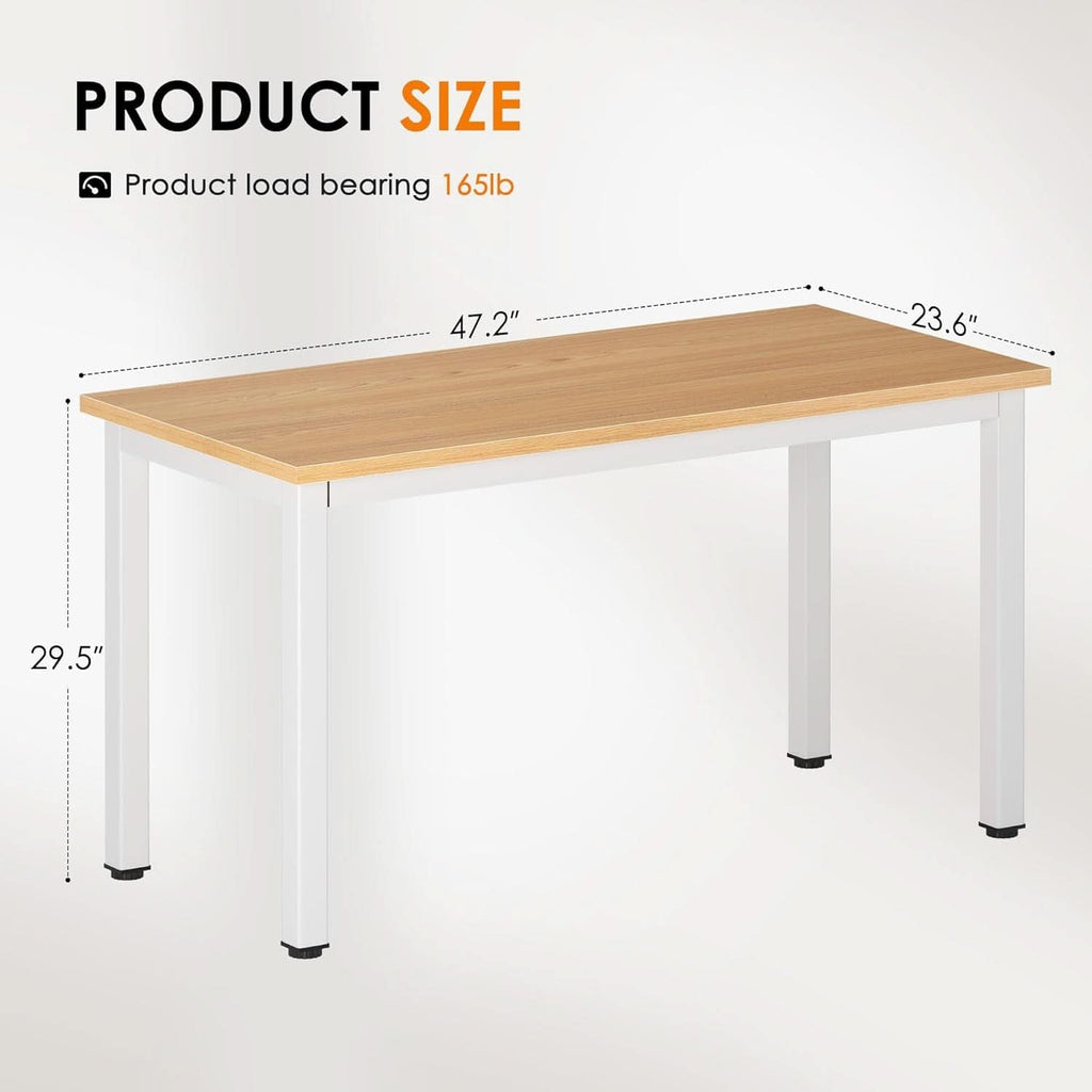120cm Teak Wood White High Gloss Finish Desk Stability ShipItFurniture