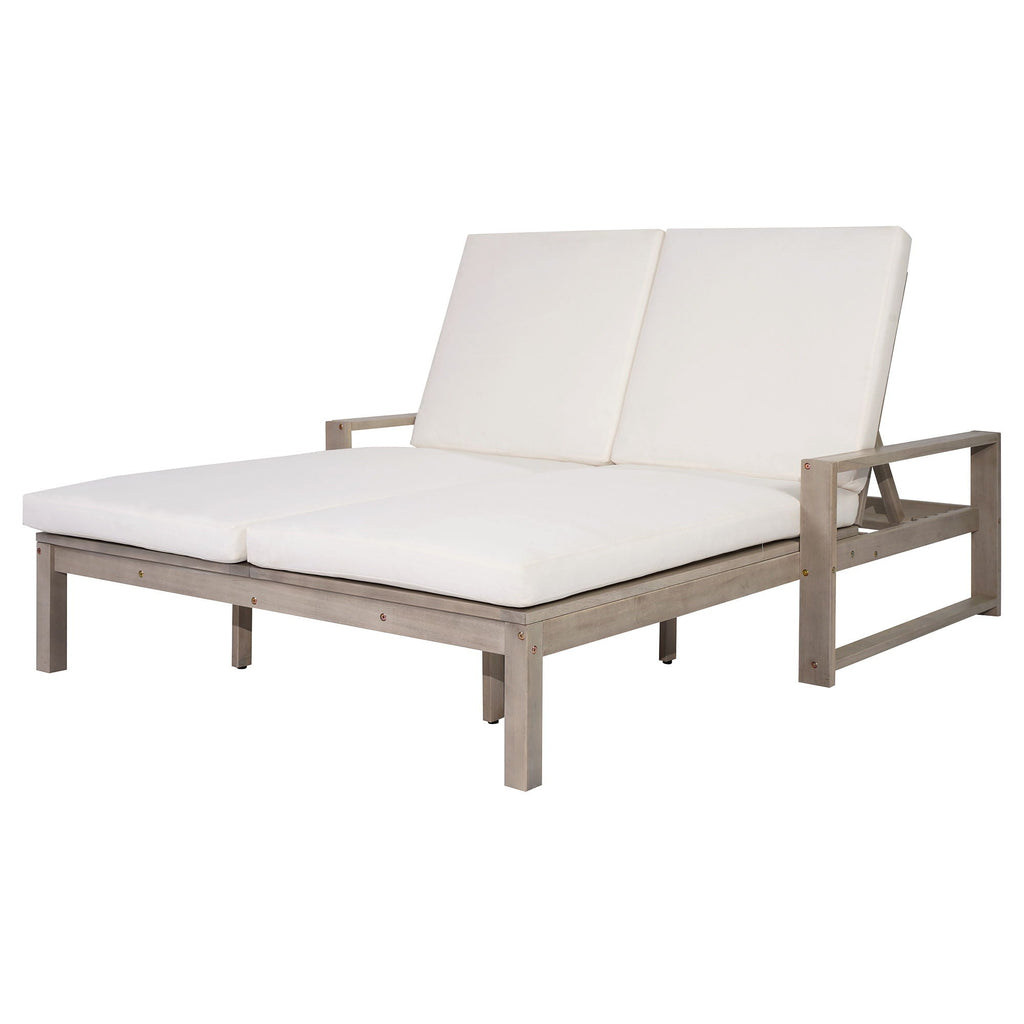 Outdoor Double Lounge Chair With 5 Position Adjustable Backrest Unique Piece Furniture