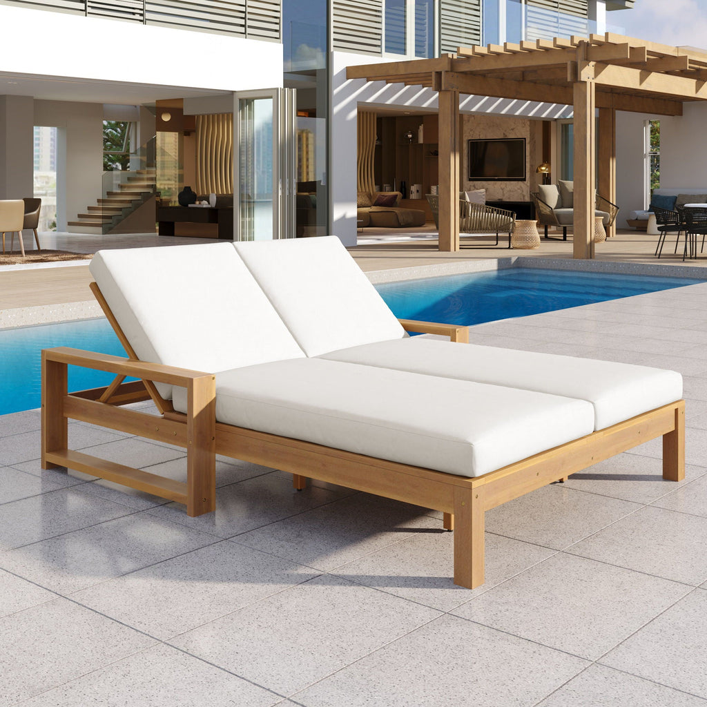 Outdoor Double Lounge Chair With 5 Position Adjustable Backrest Unique Piece Furniture
