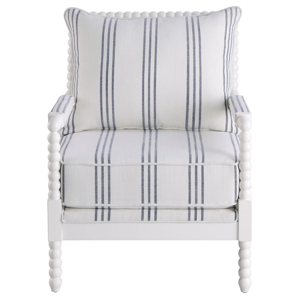 Blanchett Upholstered Bobbin Accent Chair White Unique Piece Furniture