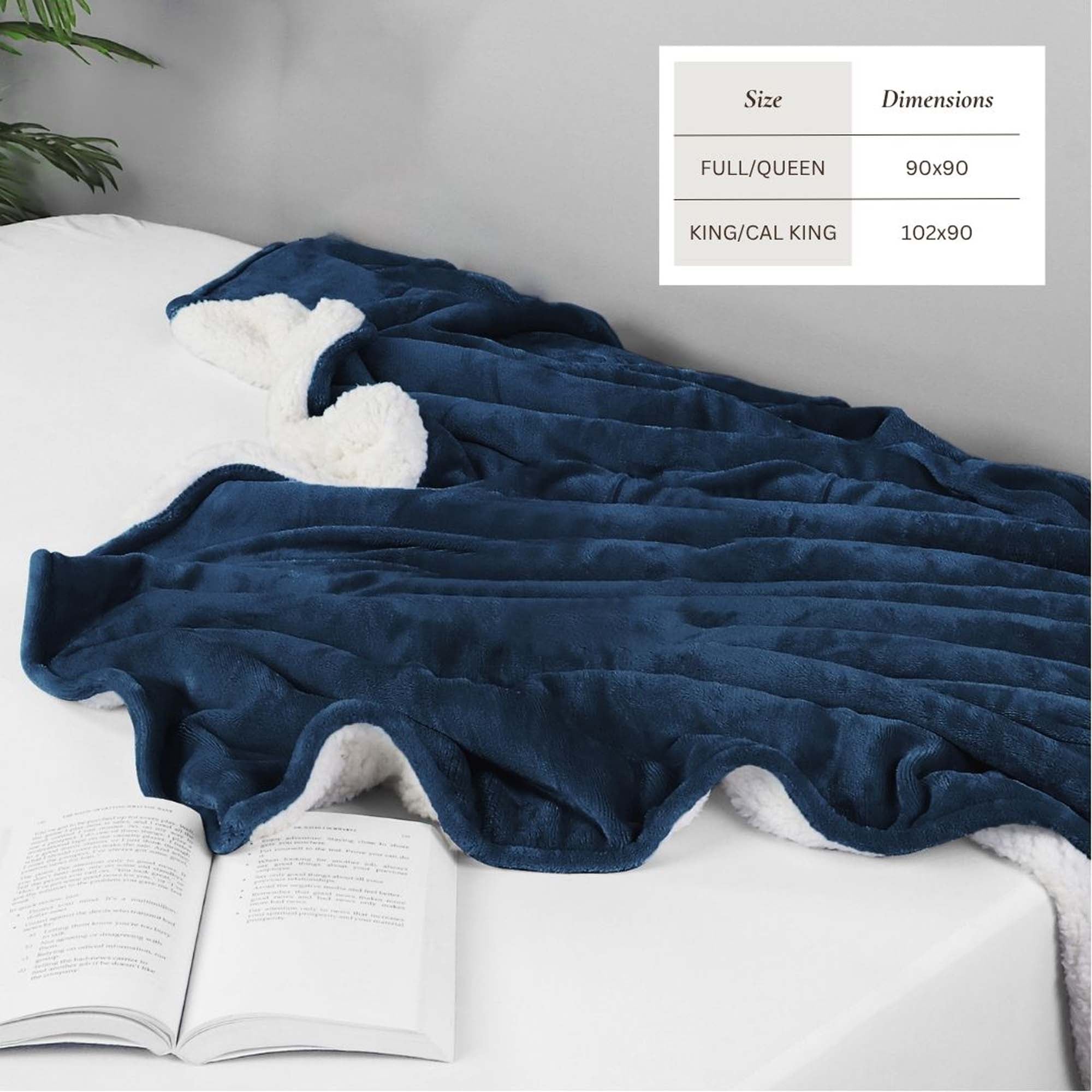 Velvet Plush Sherpa Bed Blanket - Sherpa Fleece Collection Great Bay Home