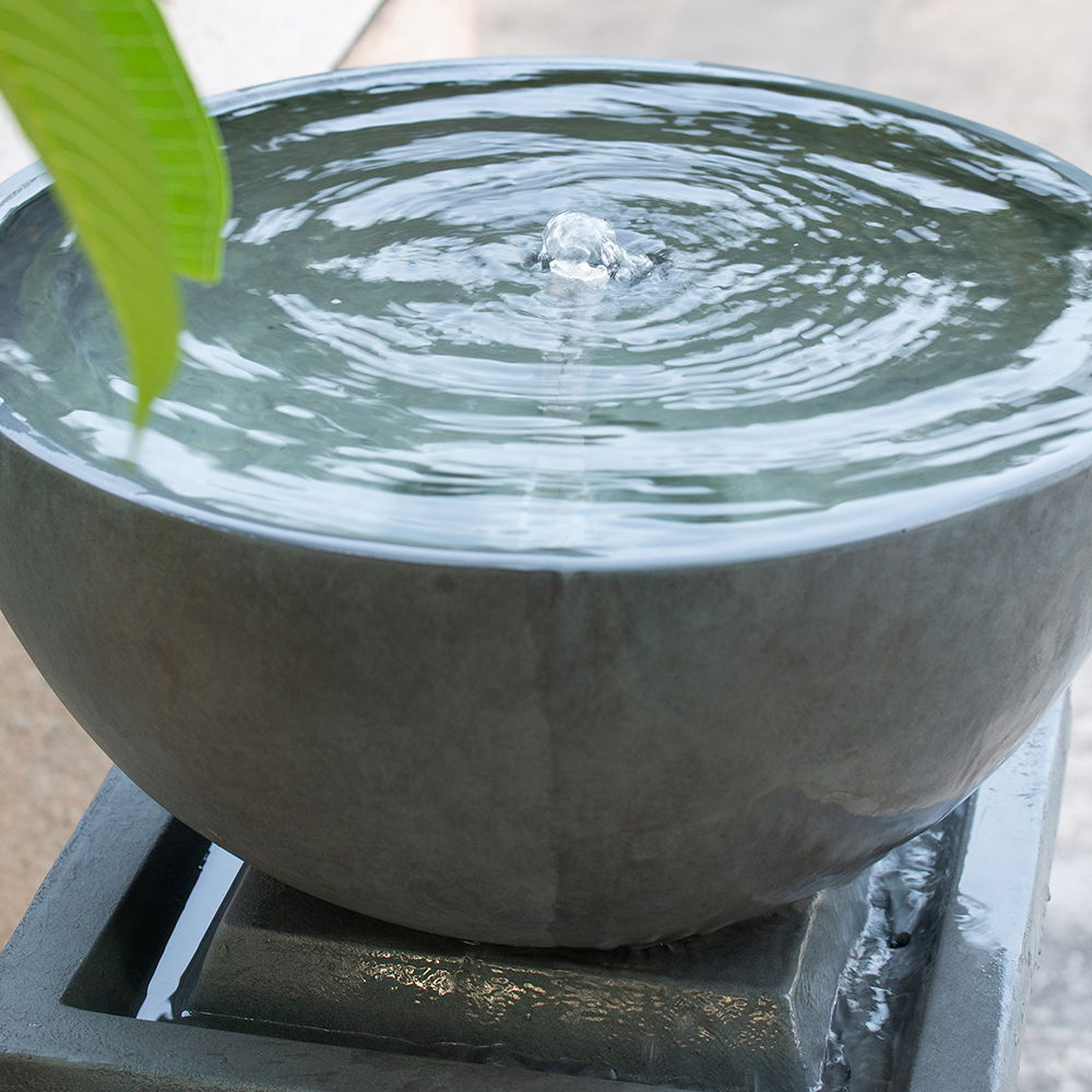 Zen Bowl Water Fountain, Outdoor Bird Feeder / Bath Fountains, Relaxing Water Feature For Garden Unique Piece Furniture