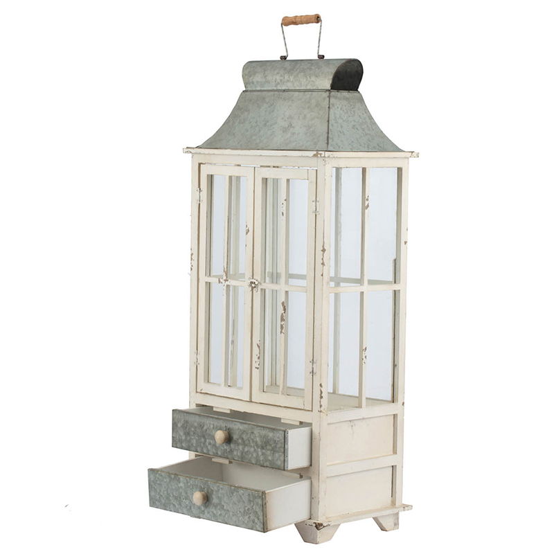 Wooden Candle Lantern Decorative, Hurricane Lantern Holder Decor For Indoor Outdoor, Home Garden Wedding - Ivory Unique Piece Furniture