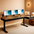 Sixty Three Inch L Shaped Electric Height Adjustable Desk Drawers ShipItFurniture