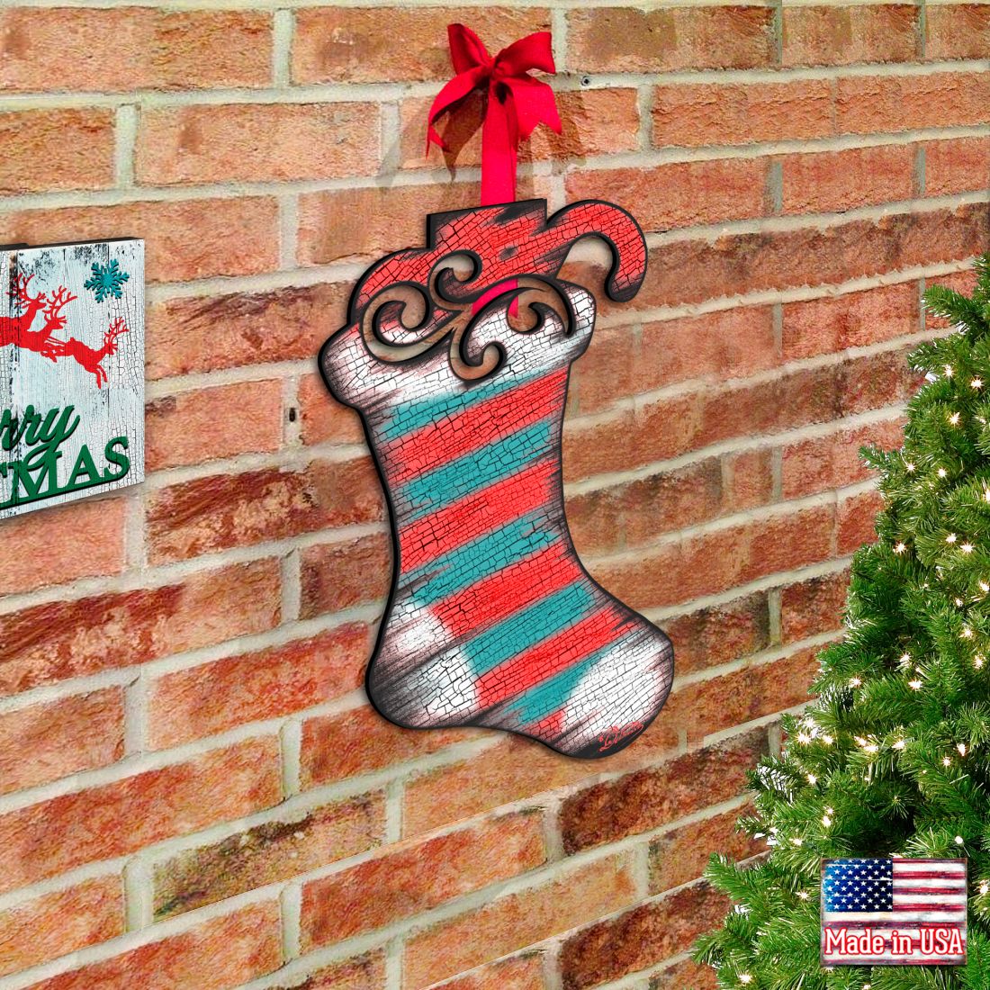 Noel Stocking Decorative Door Decor by G. DeBrekht - Christmas Decor - 8198802H G.DeBrekht