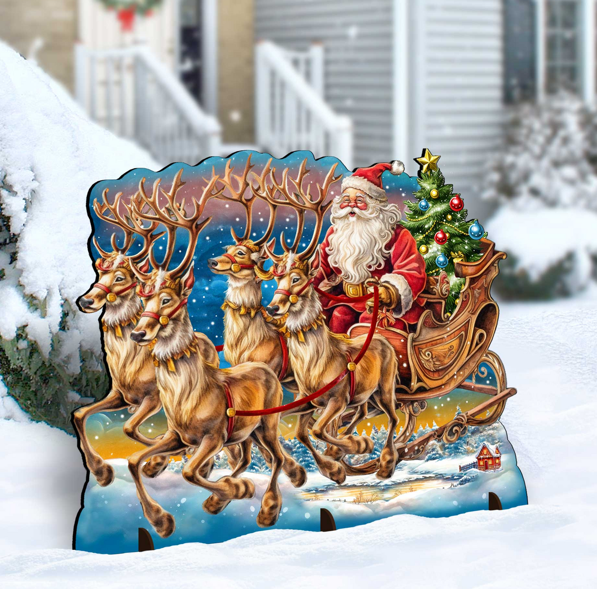 Deerest Friends Christmas Outdoor Yard Sign by G. DeBrekht - Christmas Santa Snowman Decor - 8118081F G.DeBrekht