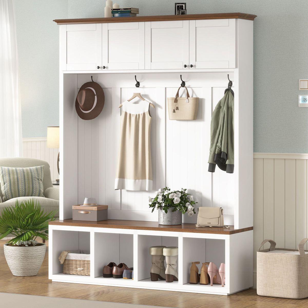 Entryway Hall Tree With Bench And Storage Unique Piece Furniture