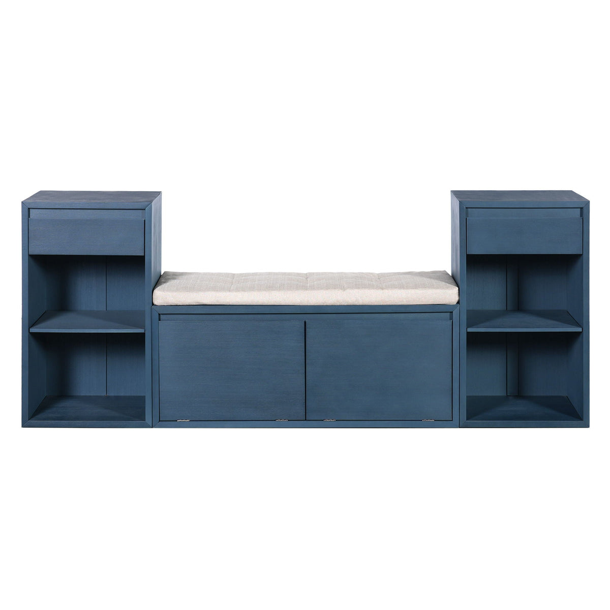 Entryway Storage Bench With Cushion, Drawers & Open Shelves Unique Piece Furniture