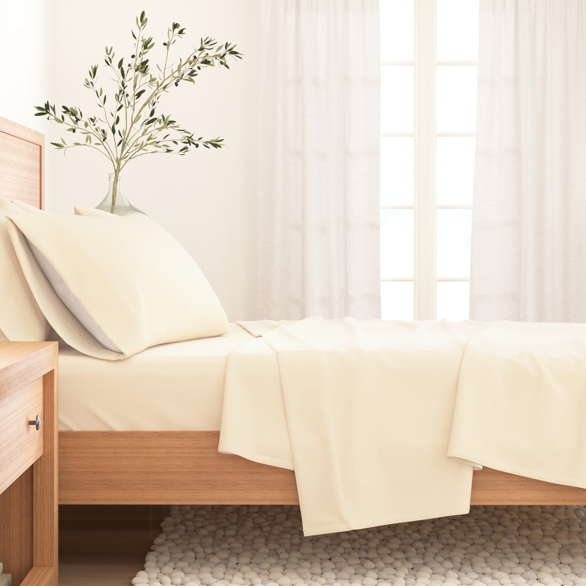 Cotton Solid Flannel Sheet - Nordic Collection Great Bay Home