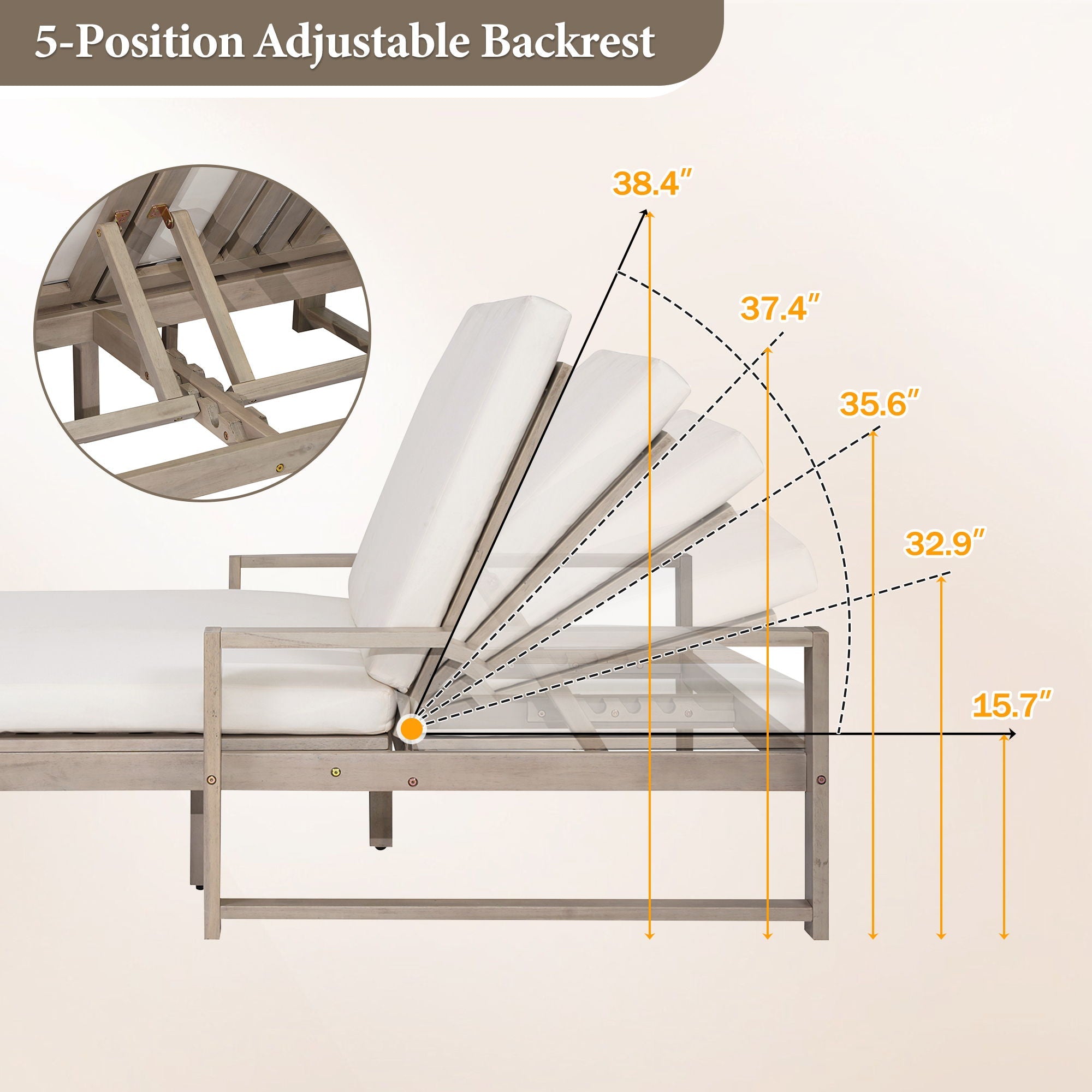 Outdoor Double Lounge Chair With 5 Position Adjustable Backrest Unique Piece Furniture