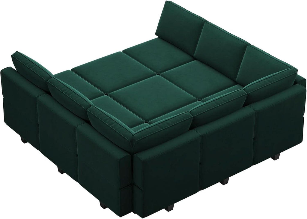 Luxurious Emerald Green Velvet Modular Sleeper Sofa ShipItFurniture
