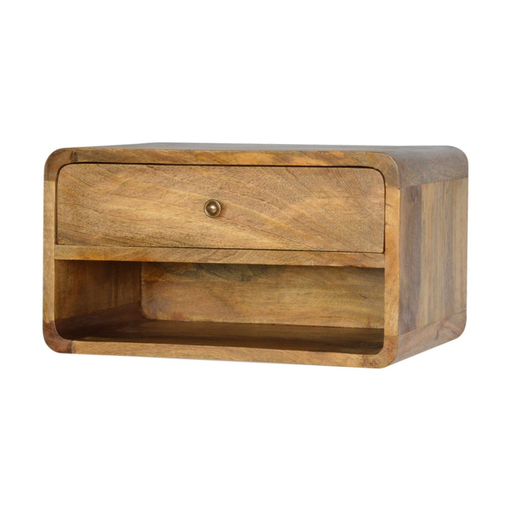 Curve Upper Slot Floating Nightstand Unique Piece Furniture