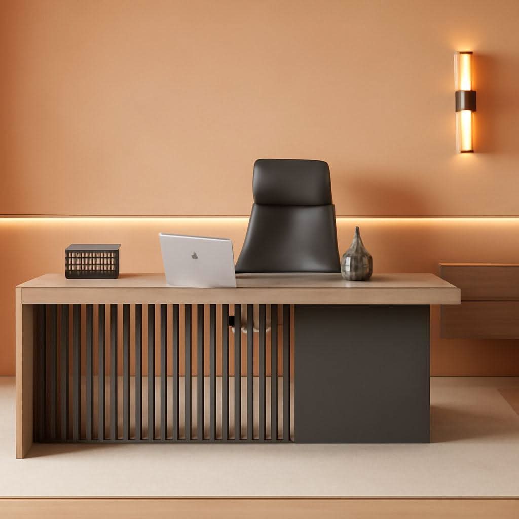 63 Inch Executive Office Desk Stainless Steel Frame ShipItFurniture
