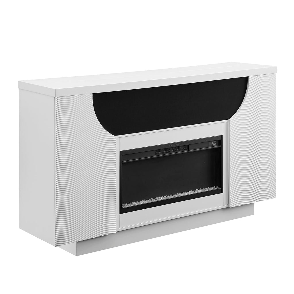 Aurora - Fireplace TV Lift With Adjustable Temperature And LED Colors - White Unique Piece Furniture