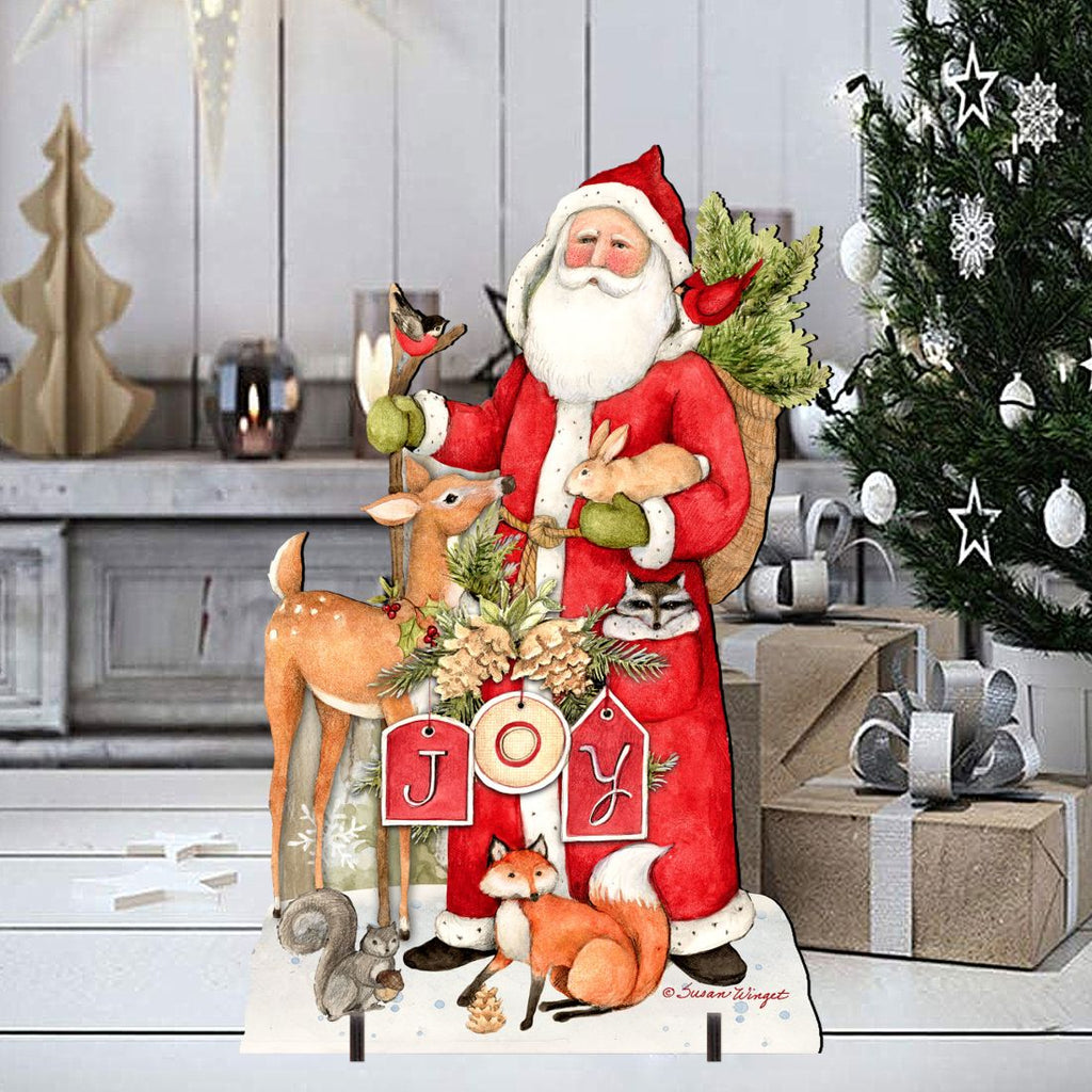 Woodland Frosty Santa Outdoor Christmas Scene by Susan Winget - Christmas Santa Snowman Decor - 8471105F-SW G.DeBrekht
