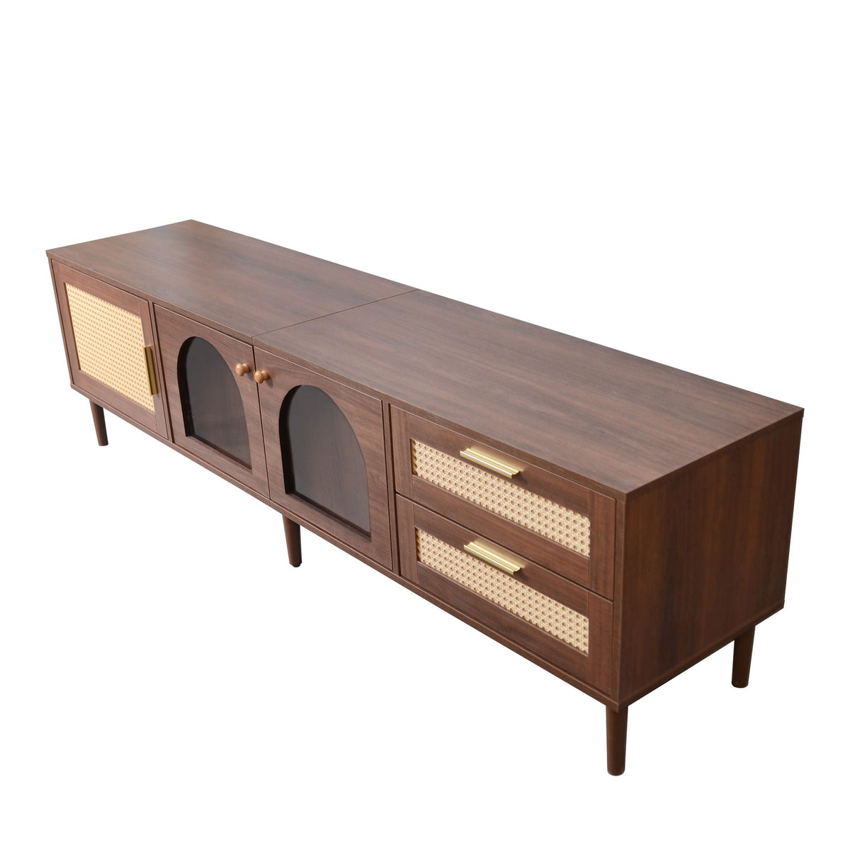 TV Stand With App-Controlled LED Lights, 2 Drawers & Door Storage Unique Piece Furniture