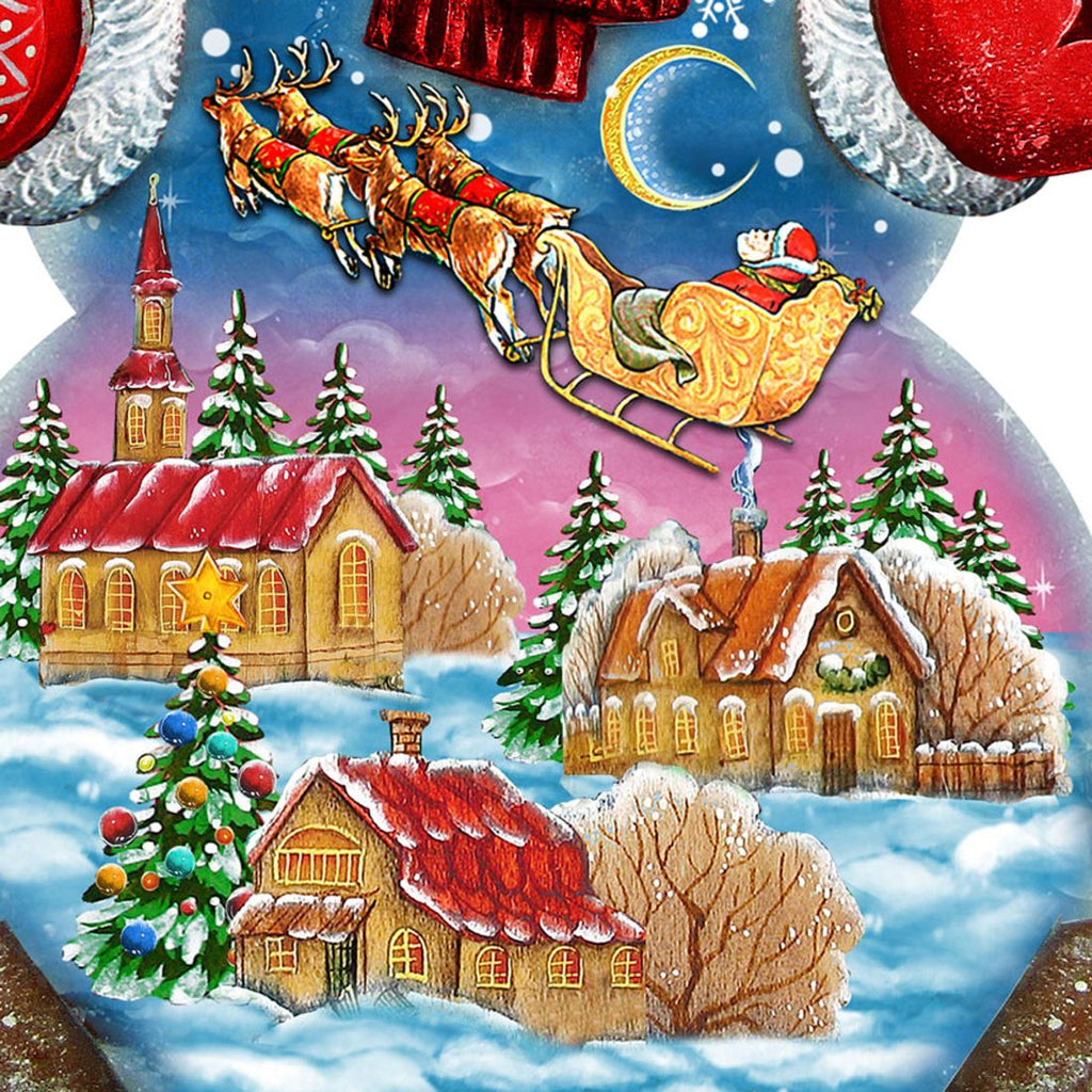 Santa In the Night Sky Snowman Christmas Outdoor Decor by G. DeBrekht - Christmas Santa Snowman Decor - 818158F G.DeBrekht