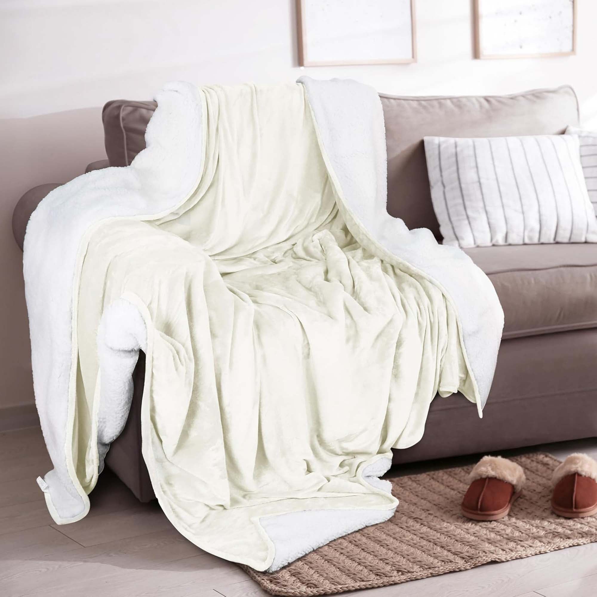 Velvet Plush Sherpa Bed Blanket - Sherpa Fleece Collection Great Bay Home