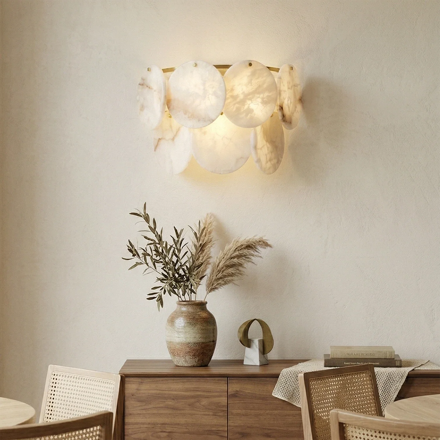 Alabaster Double Layer Round Wall Lamp